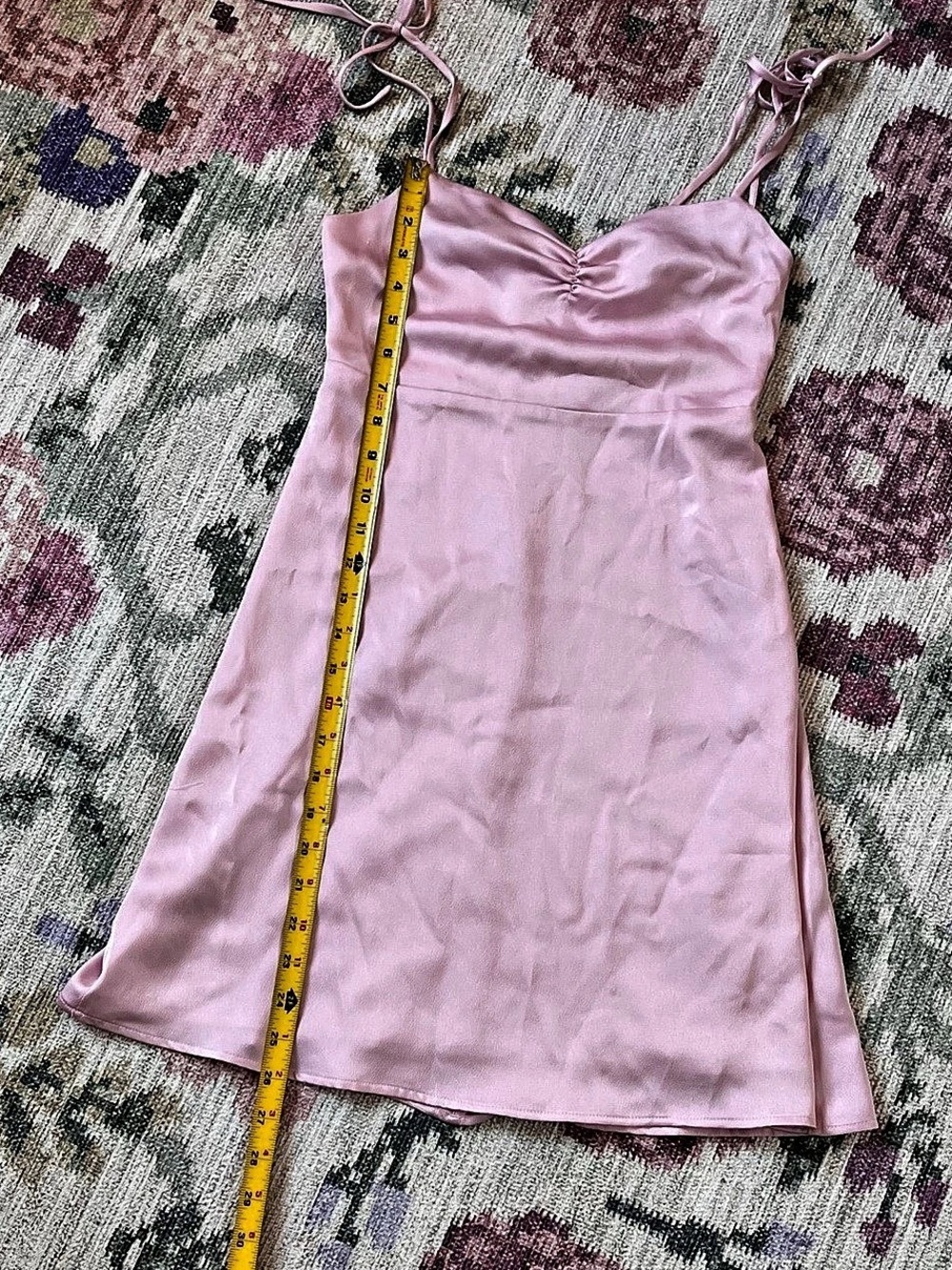 BP. Bow Strap Satin Mini Slipdress. Pink XXS
